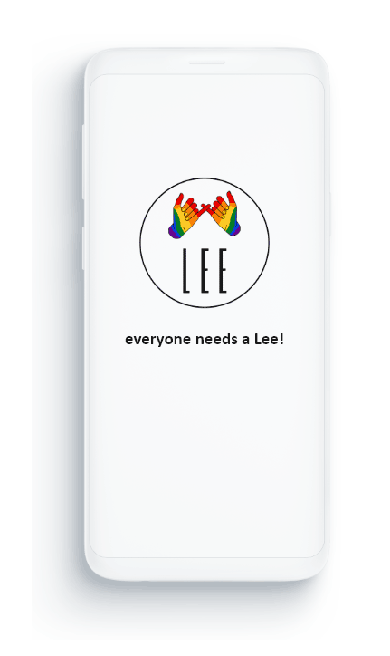 The animated LEE onboarding: two hands in rainbow colours with the line 'everyone needs a Lee!'